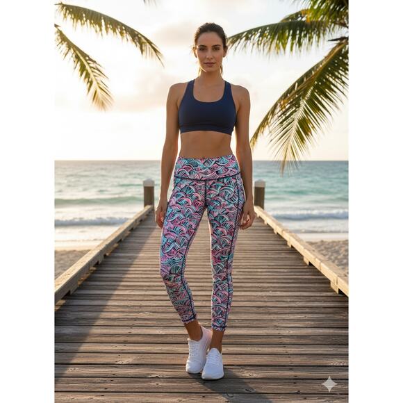 Lilly‎ Pulitzer Women's XS Luxletic Resortwear Neptunes Net Weekender Leggings - Picture 2 of 10